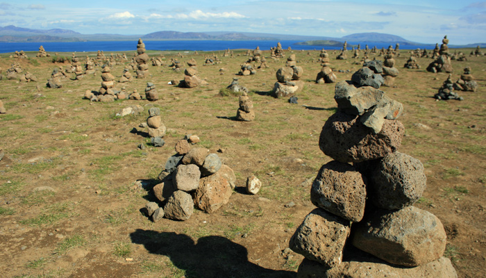 Steinfiguren sind in Island Glücksbringer.