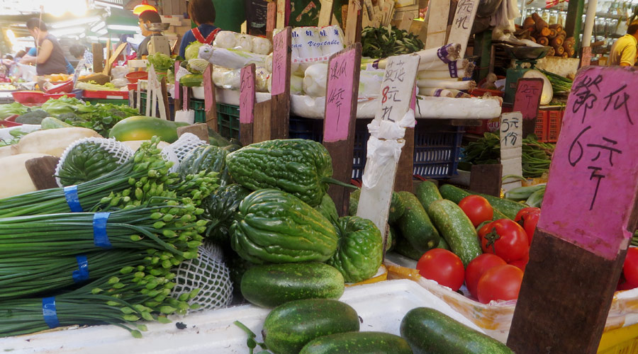 Gemüsestand am Markt in Hongkong