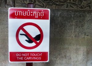 Hinweisschild in Angkor Wat