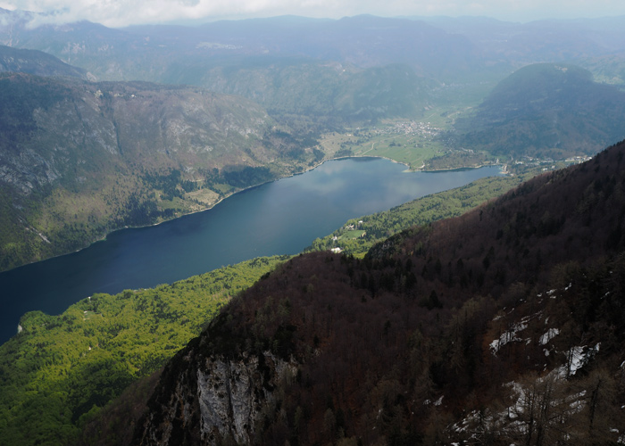 Bohinj See in Slowenien von oben